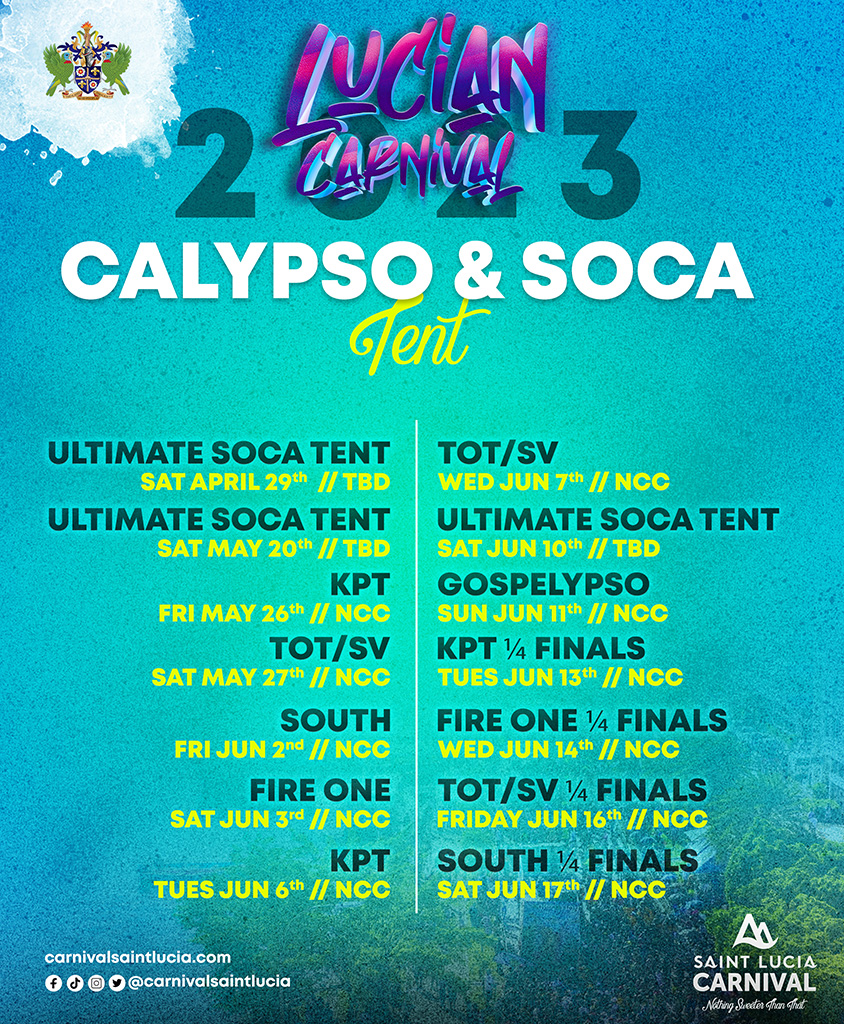Saint Lucia Carnival Calypso & Soca Tent Calendar